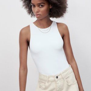 Zara White Halterneck Bodysuit
